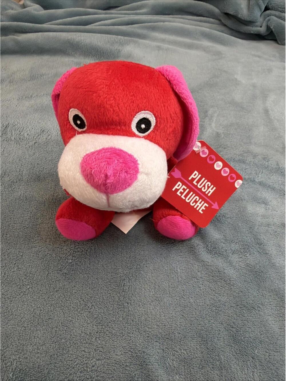 Cute Red Pink Dog Plush Stuffed Animal Valentine Puppy Soft Toy 6 in